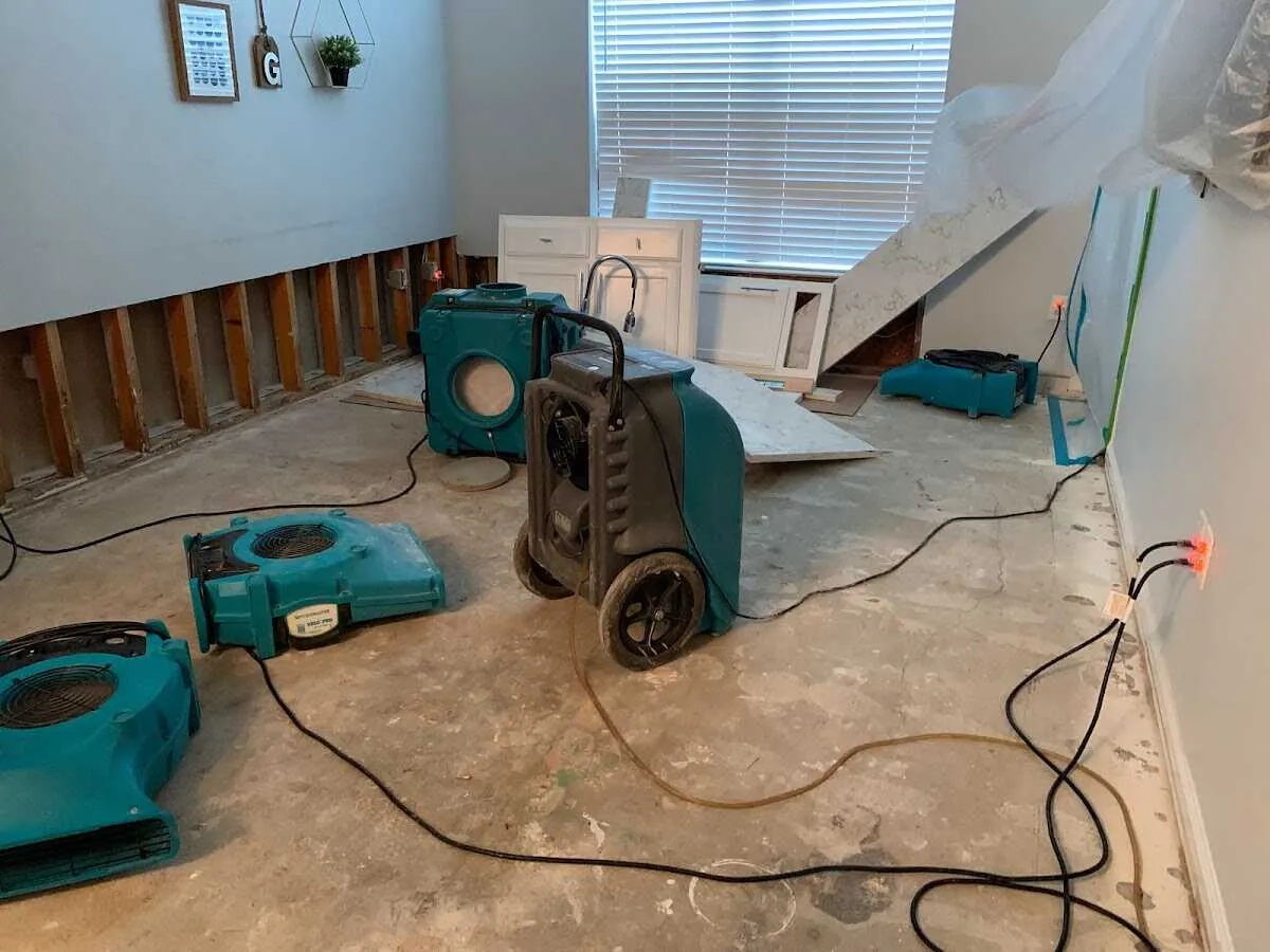 Dehumidifier in flood-cut room for Water Damage Restoration in Kingsport